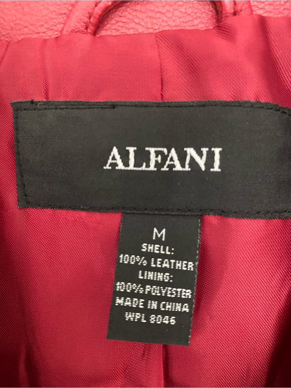 Alfani Women's Raspberry-Red Leather Zip Jacket - Picture 3 of 3
